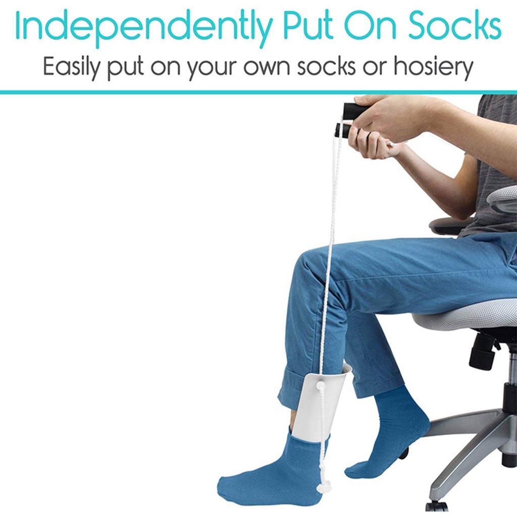 Flexible Sock and Stocking Aid,  Compression Socks Helper Puller with Adjustable Cords without Bending