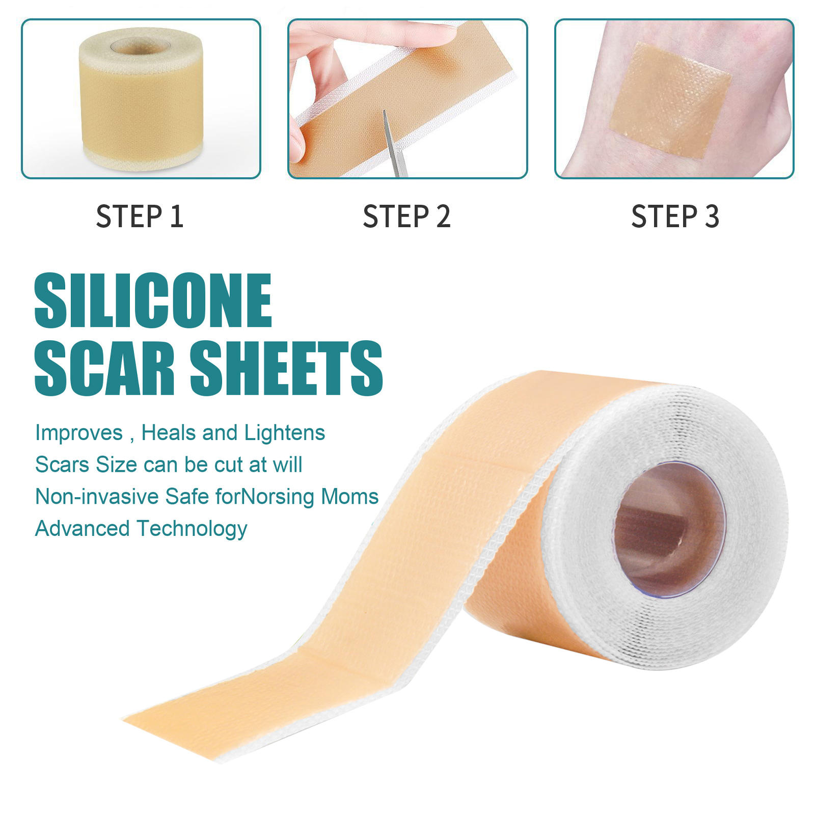 Scars Sheets Treatment Tapes Highly Comfortable Medical Easy Removal Soft Silicone Tape for C-Section Acne Wound Dressing Keloid